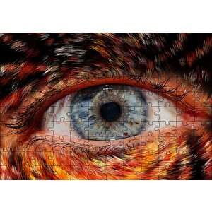 Damarlı Mavi Göz Makro Çekim Puzzle Yapboz Mdf Ahşap 120 Parça