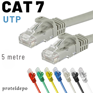 5 Metre Cat7 Kablo Ethernet Network İnternet Lan Ağ Kablosu Gri
