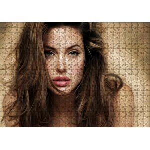 Angelina Jolie Baygın Bakış Puzzle Yapboz Mdf Ahşap 500 Parça