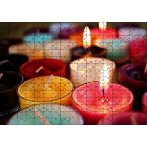 Renkli Cam Mumlar Puzzle Yapboz Mdf Ahşap 255 Parça