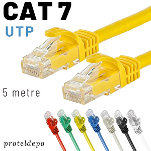 5 Metre Cat7 Kablo Ethernet Network İnternet Lan Ağ Kablosu Açık Sarı