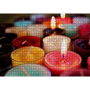 Renkli Cam Mumlar Puzzle Yapboz Mdf Ahşap 1000 Parça