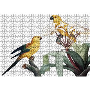 Dallar Arasında Sarı Papağanlar Gravür Puzzle Yapboz Mdf Ahşap 1000 Parça