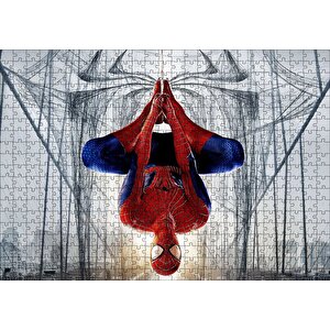 Ters Asılı Duran Spider Man Puzzle Yapboz Mdf Ahşap 500 Parça