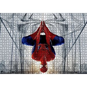 Ters Asılı Duran Spider Man Puzzle Yapboz Mdf Ahşap 1000 Parça