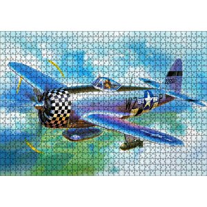Savaş Uçağı Tuval Puzzle Yapboz Mdf Ahşap 1000 Parça