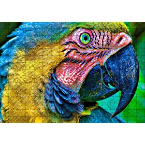 Macaw Papağanı Rengarenk Başı Yakın Plan Puzzle Yapboz Mdf Ahşap 255 Parça