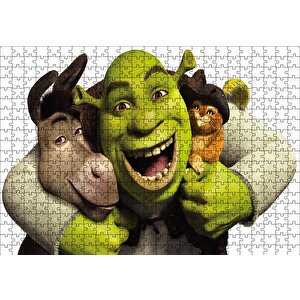 Shrek Donkey Puss Puzzle Yapboz Mdf Ahşap 500 Parça