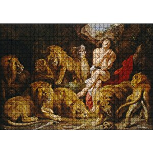 Aslanlara Atılan Daniel'ın Yakarışı Puzzle Yapboz Mdf Ahşap 1000 Parça