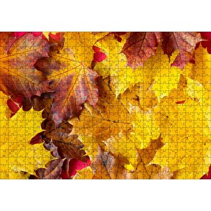 Ları Dökülmüş Sonbahar Yaprakları Yakın Çekim Puzzle Yapboz Mdf Ahşap 500 Parça