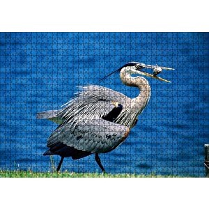 Cakapuzzle  Balıkçıl Ve Ağzında Yemeği Puzzle Yapboz Mdf Ahşap