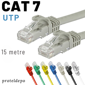 15 Metre Cat7 Kablo Ethernet Network İnternet Lan Ağ Kablosu Gri