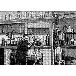 Bilim Adamı Eski Laboratuvar Deneyi Puzzle Yapboz Mdf Ahşap 500 Parça