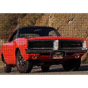 Kırmızı Dodge Charger Rt Ön Görünüş Puzzle Yapboz Mdf Ahşap 1000 Parça