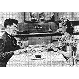 Chaplin Ve Goddard Modern Zamanlarda Puzzle Yapboz Mdf Ahşap 500 Parça