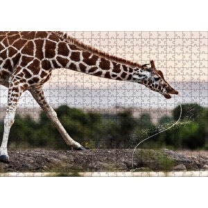 Su İçen Zurafa Puzzle Yapboz Mdf Ahşap 500 Parça