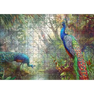 Doğada Tavus Kuşu Görseli Puzzle Yapboz Mdf Ahşap 255 Parça