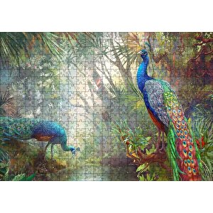 Doğada Tavus Kuşu Görseli Puzzle Yapboz Mdf Ahşap 500 Parça