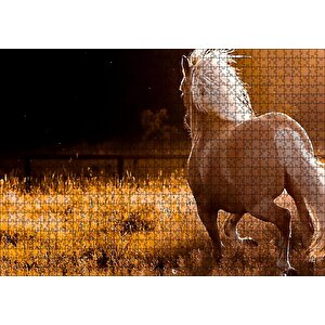 Otlar Koşan Kahve Rengi At Puzzle Yapboz Mdf Ahşap 1000 Parça