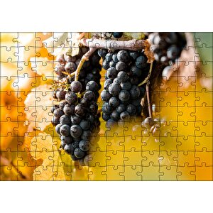 Asma Dalında Kara Üzümler Puzzle Yapboz Mdf Ahşap 120 Parça