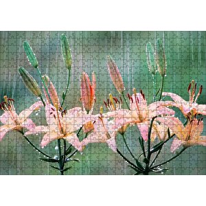 Yağmur Ve Zambak Yaprakları Puzzle Yapboz Mdf Ahşap 500 Parça