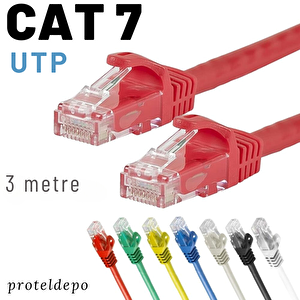 3 Metre Cat7 Kablo Ethernet Network İnternet Lan Ağ Kablosu Kırmızı