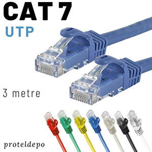 3 Metre Cat7 Kablo Ethernet Network İnternet Lan Ağ Kablosu Mavi