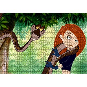 Kim Possible Ve Kahverengi Yılan Puzzle Yapboz Mdf Ahşap 1000 Parça