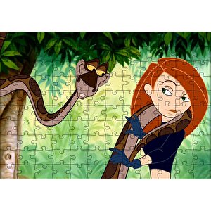 Kim Possible Ve Kahverengi Yılan Puzzle Yapboz Mdf Ahşap 120 Parça