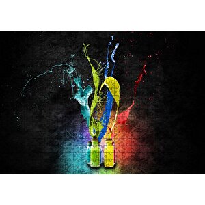 Şişelerde Boyamalar Görseli Puzzle Yapboz Mdf Ahşap 500 Parça