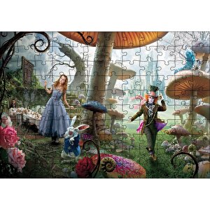 Alice Harikalar Diyarında Görseli Puzzle Yapboz Mdf Ahşap 120 Parça