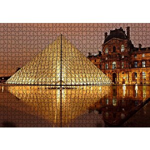 Paris Louvre Müzesi Gece Manzarası Puzzle Yapboz Mdf Ahşap 1000 Parça