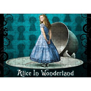 Alice Harikalar Diyarında Fincan Ve Tabak Puzzle Yapboz Mdf Ahşap 120 Parça