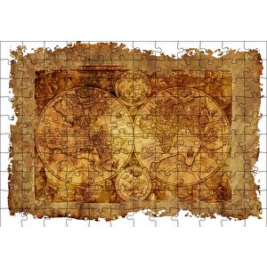 Latince Eski Dünya Haritası Puzzle Yapboz Mdf Ahşap 120 Parça