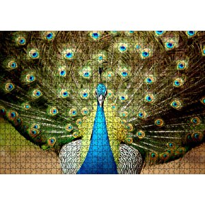 Tavus Kuşu Mavili Yeşilli Puzzle Yapboz Mdf Ahşap 1000 Parça