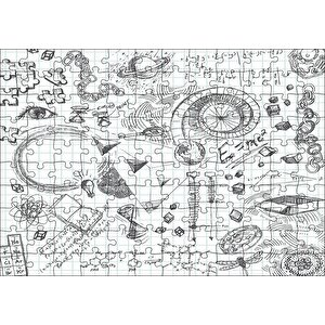 Formüller Bilimsel Çizim Eskizleri Puzzle Yapboz Mdf Ahşap 120 Parça