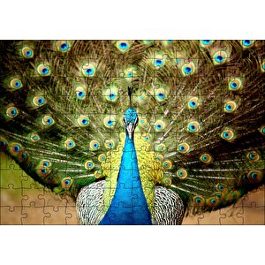 Tavus Kuşu Mavili Yeşilli Puzzle Yapboz Mdf Ahşap 120 Parça