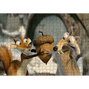 Sincap Scrat İle Fındık Toplamaca Görseli Puzzle Yapboz Mdf Ahşap 500 Parça