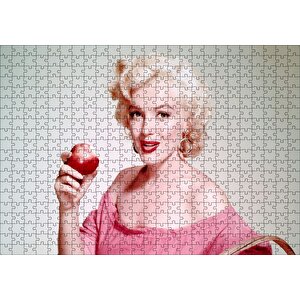 Marilyn Monroe Isırılmış Elma Puzzle Yapboz Mdf Ahşap 500 Parça