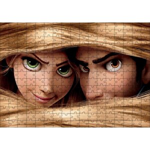 Rapunzel Ve Prens Saçların Arasında Puzzle Yapboz Mdf Ahşap 255 Parça