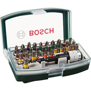 Bosch Tek Akülü Şarjlı Matkap Darbeli Matkap 18v Akülü Vidalama + Bosch 32 Parça Vidalama Ucu Seti