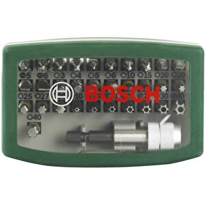 Bosch Tek Akülü Şarjlı Matkap Darbeli Matkap 18v Akülü Vidalama + Bosch 32 Parça Vidalama Ucu Seti