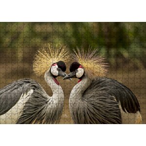 Gri Vinçler Taç Kuşları Görsel Puzzle Yapboz Mdf Ahşap 500 Parça