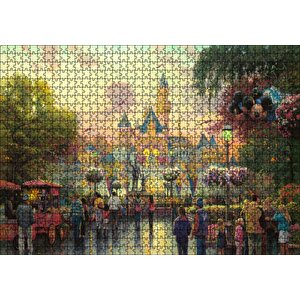 Disneyland Ve Ziyaretçileri Puzzle Yapboz Mdf Ahşap 1000 Parça