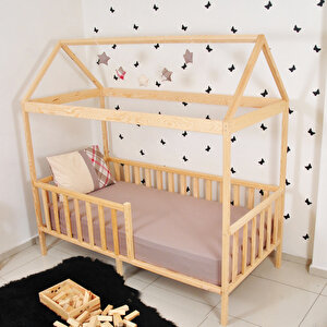Montessori Yatak Çocuk Yatak Bebek Karyola Doğal Çam Beşik Damla 90x200 cm