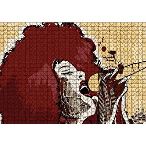 Madonna Mikrofonda Çizim Puzzle Yapboz Mdf Ahşap 1000 Parça