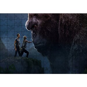 King Kong Ve İnsanlar Puzzle Yapboz Mdf Ahşap 120 Parça