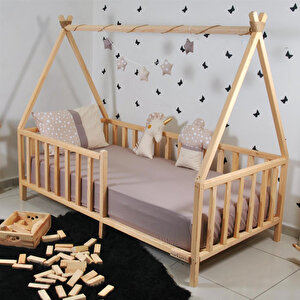 Markaawm Montessori Doğal Bebek Ve Çocuk Karyolası Ahşap Yatak 120x200 cm