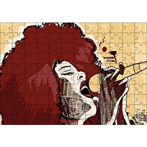 Madonna Mikrofonda Çizim Puzzle Yapboz Mdf Ahşap 120 Parça