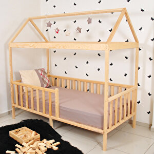 Montessori Yatak Çocuk Yatak Bebek Karyola Doğal Çam Beşik Damla 120x200 cm